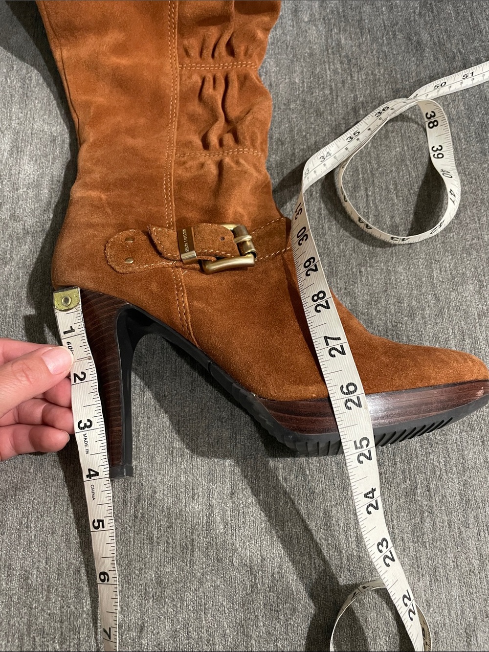 Michael Kors Cognac Suede Leather Knee-High Boots Size 8 - Picture 13 of 15